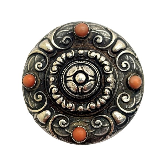 Antique William B Kerr 344 Sterling Silver 2pc Belt Buckle #10982